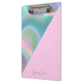 Elegant Pink Iridescent Holographic クリップボード (左)
