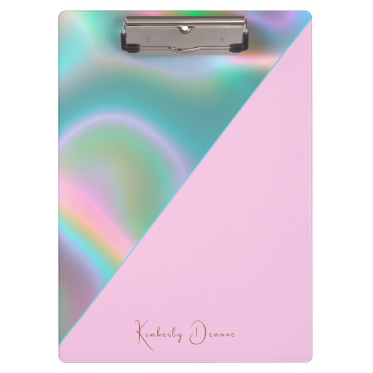 Elegant Pink Iridescent Holographic クリップボード (正面)