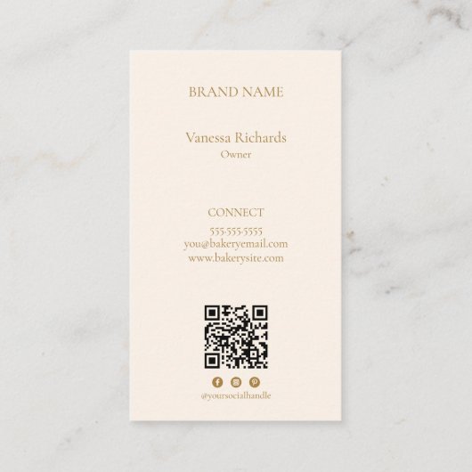 Elegant Pink Ivory Diamond Gold Frame Monogram 名刺 (裏面)