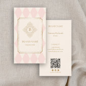 Elegant Pink Ivory Diamond Gold Frame Monogram 名刺