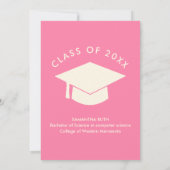 Elegant Pink Ivory Floral Graduation Party 招待状 (裏面)