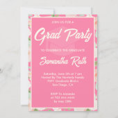 Elegant Pink Ivory Floral Photo Graduation Party 招待状 (裏面)
