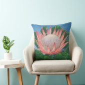 Elegant Pink King Protea | Flower Botanical Art クッション (椅子)