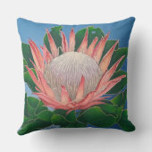 Elegant Pink King Protea | Flower Botanical Art クッション (裏面)