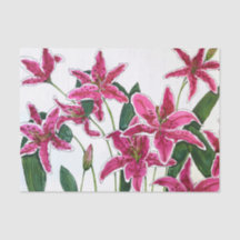 Elegant Pink Lilies Tissue Paper