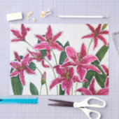 Elegant Pink Lilies Tissue Paper 薄葉紙 (クラフト)