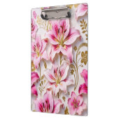 Elegant Pink Lilies with Golden Botanical Accents クリップボード (左)