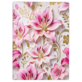Elegant Pink Lilies with Golden Botanical Accents クリップボード (裏面)