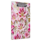 Elegant Pink Lilies with Golden Botanical Accents クリップボード (右)