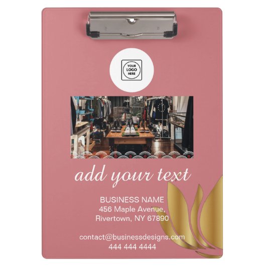 Elegant Pink Logo Custom Text clipboard クリップボード (正面)
