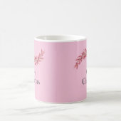 Elegant Pink Merry Christmas Mug – Floral Holiday コーヒーマグカップ (中央)