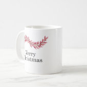 Elegant Pink Merry Christmas Mug – Floral Holiday コーヒーマグカップ (正面左)
