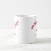 Elegant Pink Merry Christmas Mug – Floral Holiday コーヒーマグカップ (中央)