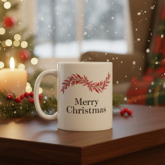 Elegant Pink Merry Christmas Mug – Floral Holiday コーヒーマグカップ