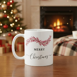 Elegant Pink Merry Christmas Mug – Floral Holiday コーヒーマグカップ