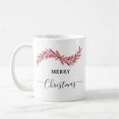 Elegant Pink Merry Christmas Mug – Floral Holiday コーヒーマグカップ (左)