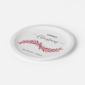 Elegant Pink Merry Christmas Paper Plate – Holiday ペーパープレート (アングル)