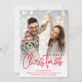 Elegant Pink Merry Christmas Photo シーズンカード (正面)