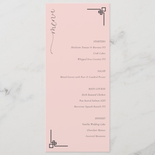 Elegant Pink Minimalist Menu メニュー (正面)