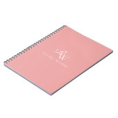 Elegant Pink Minimalist Monogram ノートブック (左側)