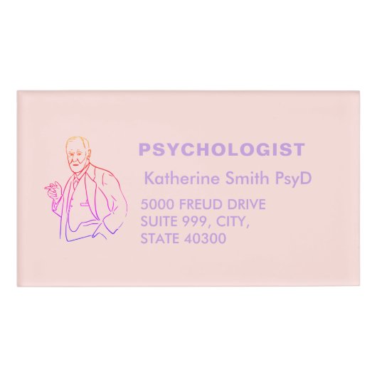 Elegant Pink Minimalist Psychologist Name  名札 (正面)