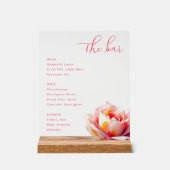 Elegant Pink Minimalist Rose Menu アクリルサイン (正面)