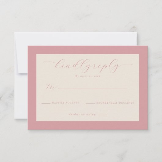 Elegant Pink Minimalist RSVP (正面)