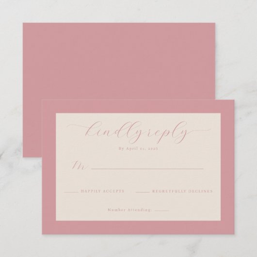 Elegant Pink Minimalist RSVP (正面/裏面)