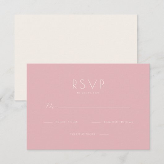 Elegant Pink Minimalist RSVP (正面/裏面)