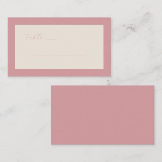 Elegant Pink Minimalist Table Sign プレイスカード (正面/裏面)