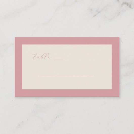 Elegant Pink Minimalist Table Sign プレイスカード (正面)