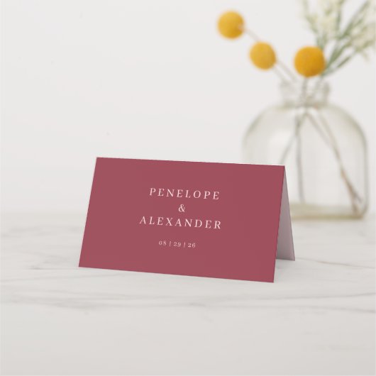 Elegant Pink Minimalist Table Sign プレイスカード (裏面)