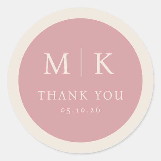 Elegant Pink Minimalist Thank You ラウンドシール (正面)