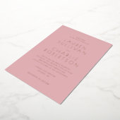Elegant Pink Minimalist Wedding Invitation 箔招待状 (回転した状態)