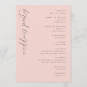Elegant Pink Minimalist Wedding Schedule プログラム (裏面)