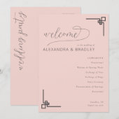 Elegant Pink Minimalist Wedding Schedule プログラム (正面/裏面)