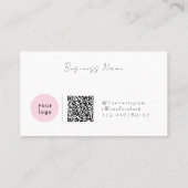 Elegant Pink Minimalist  with QR Code 名刺 (裏面)