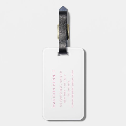 Elegant Pink Monogram ラゲッジタグ (裏面縦)