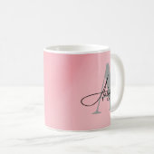 Elegant Pink Monogram Custom Name Coffee Mug コーヒーマグカップ (正面右)