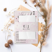 Elegant Pink Monogram Initials Wedding 招待状ベリーバンド