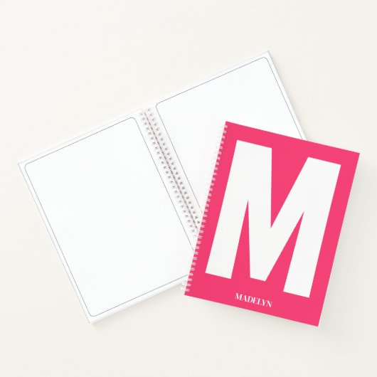 Elegant Pink , Monogram Name Minimalist modern ノートブック (内部)