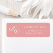 Elegant Pink Monogram Return Address ラベル (インサイチュ)