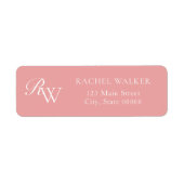 Elegant Pink Monogram Return Address ラベル (正面)