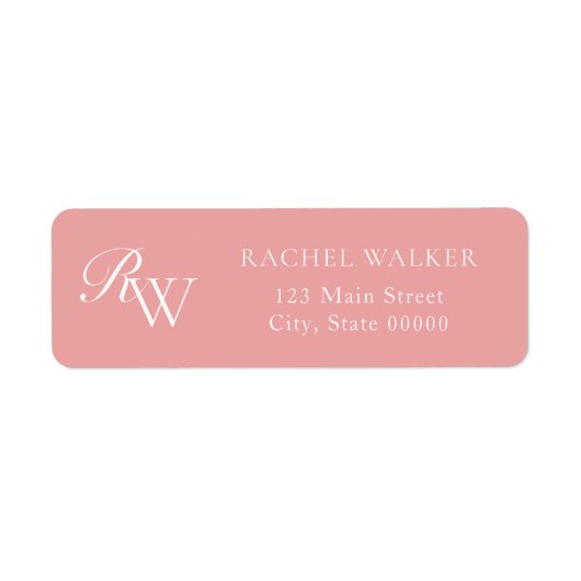 Elegant Pink Monogram Return Address ラベル (正面)