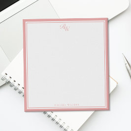 Elegant Pink Monogram Two Border ノートパッド