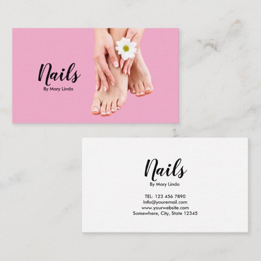 Elegant Pink Nail Technician  名刺 (正面/裏面)