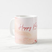 Elegant Pink Orchid Birthday コーヒーマグカップ (正面左)