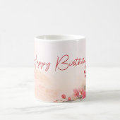 Elegant Pink Orchid Birthday コーヒーマグカップ (中央)