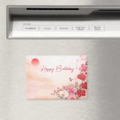 Elegant Pink Orchid Birthday マグネット (インサイチュ (食洗機))