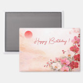 Elegant Pink Orchid Birthday マグネット (正面/裏面)